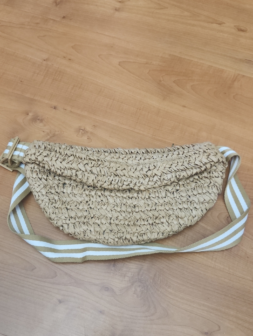 Woven Straw Crossbody Belt Bag in Natural